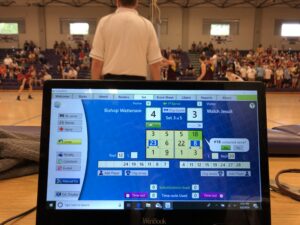 VolleyWrite screen scoring a boys high school volleyball match during the 2019 OHSBVA state tournament at Capital University
