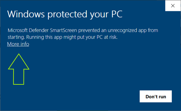 Alert from Windows about unknown software
